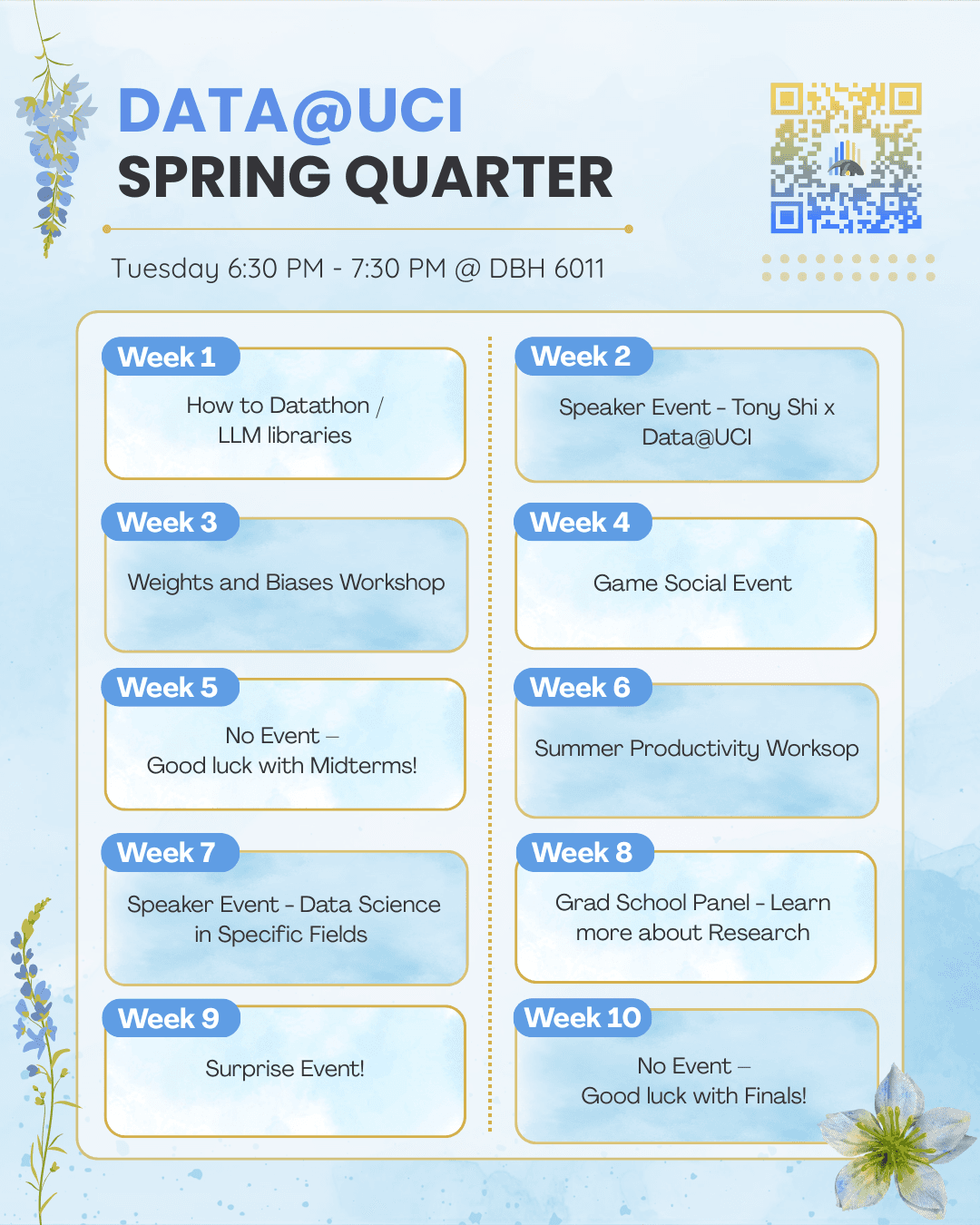 This quarter’s event schedule